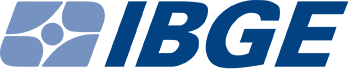 IBGE logo azul, texto e símbolo geométrico em fundo transparente